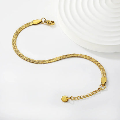 4.0 Snake Pattern Blade Chain 17+3cm+6mm Round Tail Brand Hand Chain Steel/Gold asonjewelry