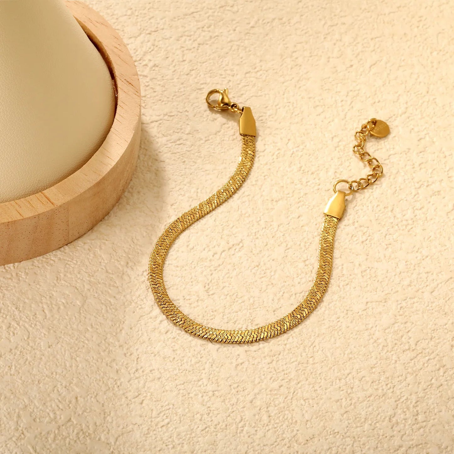 4.0 Snake Pattern Blade Chain 17+3cm+6mm Round Tail Brand Hand Chain Steel/Gold asonjewelry