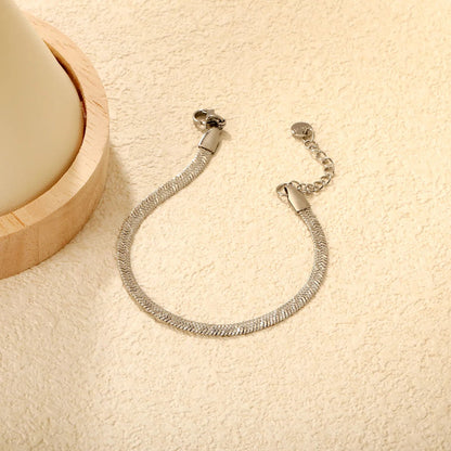 4.0 Snake Pattern Blade Chain 17+3cm+6mm Round Tail Brand Hand Chain Steel/Gold asonjewelry