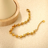 Width 5mm, thickness 5mm, special-shaped bead-link chain, 18+3cm+6mm round tail label, bracelet, steel color/golden asonjewelry