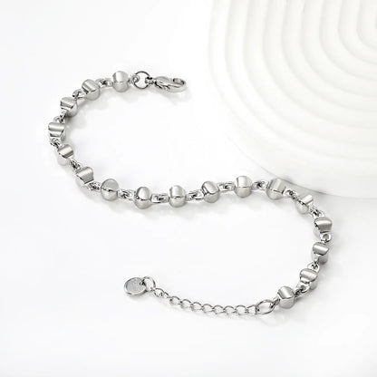 Width 5mm, thickness 5mm, special-shaped bead-link chain, 18+3cm+6mm round tail label, bracelet, steel color/golden asonjewelry