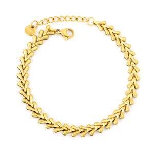 Width: 5.8mm, Thickness: 2.1mm, Heart-shaped twisted chain, 17+3cm+6mm round tail, Brand: Label, Hand chain, Steel color/Golden