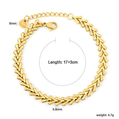 Width: 5.8mm, Thickness: 2.1mm, Heart-shaped twisted chain, 17+3cm+6mm round tail, Brand: Label, Hand chain, Steel color/Golden asonjewelry
