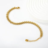 Width: 5.8mm, Thickness: 2.1mm, Heart-shaped twisted chain, 17+3cm+6mm round tail, Brand: Label, Hand chain, Steel color/Golden asonjewelry