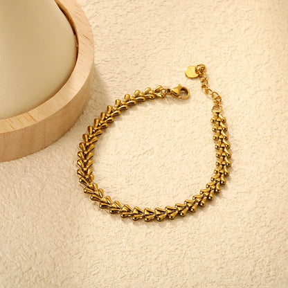 Width: 5.8mm, Thickness: 2.1mm, Heart-shaped twisted chain, 17+3cm+6mm round tail, Brand: Label, Hand chain, Steel color/Golden asonjewelry