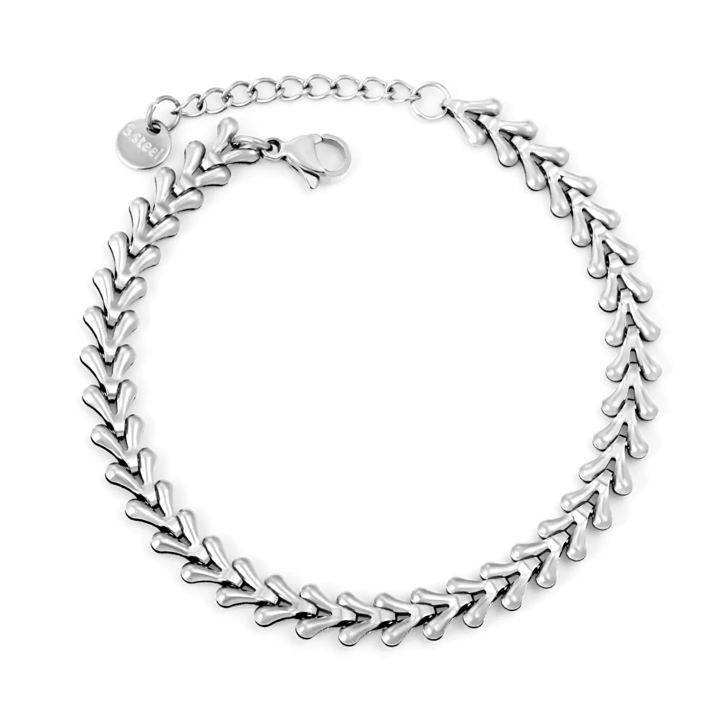 Width: 5.8mm, Thickness: 2.1mm, Heart-shaped twisted chain, 17+3cm+6mm round tail, Brand: Label, Hand chain, Steel color/Golden asonjewelry