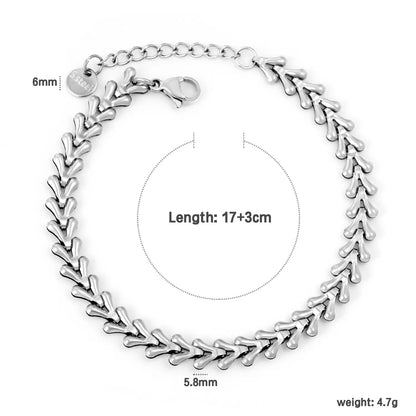 Width: 5.8mm, Thickness: 2.1mm, Heart-shaped twisted chain, 17+3cm+6mm round tail, Brand: Label, Hand chain, Steel color/Golden asonjewelry