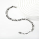Width: 5.8mm, Thickness: 2.1mm, Heart-shaped twisted chain, 17+3cm+6mm round tail, Brand: Label, Hand chain, Steel color/Golden asonjewelry
