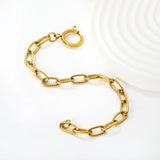 Width: 6mm, Thickness: 1.4mm, Threaded chain: 2.2*14mm in outer diameter, Chain length: 19cm, Includes circular spring clasp. Hand chain. Golden color. asonjewelry