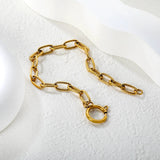Width: 6mm, Thickness: 1.4mm, Threaded chain: 2.2*14mm in outer diameter, Chain length: 19cm, Includes circular spring clasp. Hand chain. Golden color. asonjewelry