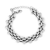 (LPB38301G model) 13.5mm wide, 5.5mm thick woven Cuban chain bracelet, 18.5 + 3cm + 6mm round end tag, steel color/gold color