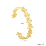 Width 13mm, inner diameter 60mm, hollow flower-shaped bracelet, gold color