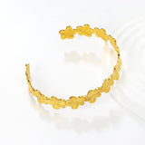 Width 13mm, inner diameter 60mm, hollow flower-shaped bracelet, gold color