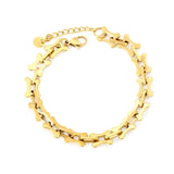 Width: 8.5mm, Thickness: 1.5mm, Length: O-shaped connection, imitation bone, 18+3cm+6mm round tail, brand name: Hand chain, steel color/Golden