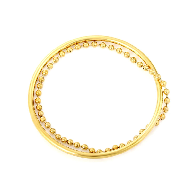 Width 3mm, inner diameter 60mm, 3mm round beads, 20cm bracelet, gold color asonjewelry