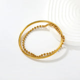 Width 3mm, inner diameter 60mm, 3mm round beads, 20cm bracelet, gold color asonjewelry