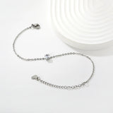 5.6mm square white diamond 18+5cm+7.7*5.7mm heart-shaped pendant bracelet in steel color asonjewelry