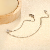 5.6mm square white diamond 18+5cm+7.7*5.7mm heart-shaped pendant bracelet in steel color asonjewelry