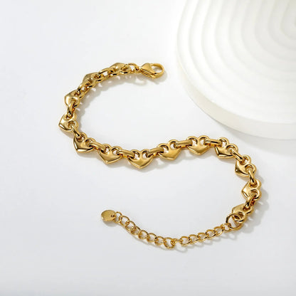 10.5*8.4mm series heart-shaped pendant 17+5cm+6mm round tail brand bracelet, steel color, gold color asonjewelry