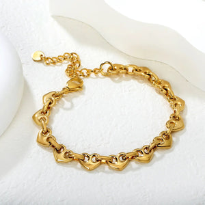 10.5*8.4mm series heart-shaped pendant 17+5cm+6mm round tail brand bracelet, steel color, gold color asonjewelry
