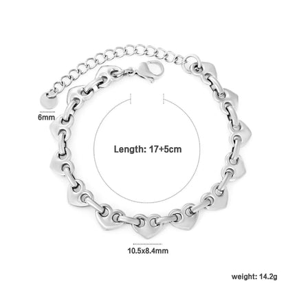 10.5*8.4mm series heart-shaped pendant 17+5cm+6mm round tail brand bracelet, steel color, gold color asonjewelry