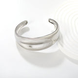 Bracelet Steel & Gold Open Bangle Versatile Basic Style - Asonjewelry