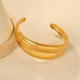 Bracelet Steel & Gold Open Bangle Versatile Basic Style - Asonjewelry