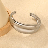 Bracelet Steel & Gold Open Bangle Versatile Basic Style - Asonjewelry