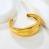 Bracelet Steel & Gold Open Bangle Versatile Basic Style - Asonjewelry