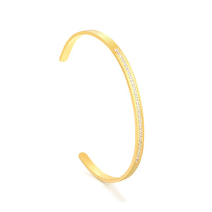 Open Bangle Gold Width 3mm Inner Diameter 58mm Technique: Cut + Full Polish + CNC Stone Setting - Asonjewelry