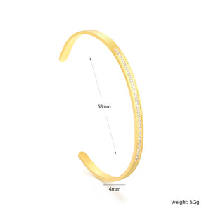 Open Bangle Gold Width 3mm Inner Diameter 58mm Technique: Cut + Full Polish + CNC Stone Setting - Asonjewelry