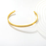 Open Bangle Gold Width 3mm Inner Diameter 58mm Technique: Cut + Full Polish + CNC Stone Setting - Asonjewelry