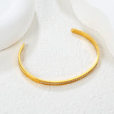 Open Bangle Gold Width 3mm Inner Diameter 58mm Technique: Cut + Full Polish + CNC Stone Setting - Asonjewelry