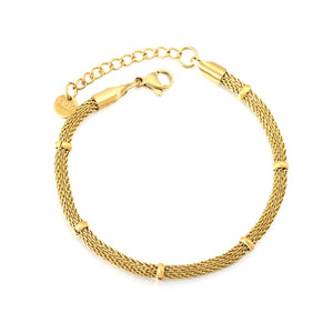 Bracelet Width: 3.3mm Length: 17cm + 3cm + 6mm round pendant Steel-tone gold - Asonjewelry