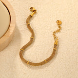 Bracelet Width: 3.3mm Length: 17cm + 3cm + 6mm round pendant Steel-tone gold - Asonjewelry