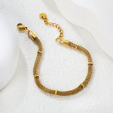 Bracelet Width: 3.3mm Length: 17cm + 3cm + 6mm round pendant Steel-tone gold - Asonjewelry