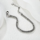 Bracelet Width: 3.3mm Length: 17cm + 3cm + 6mm round pendant Steel-tone gold - Asonjewelry