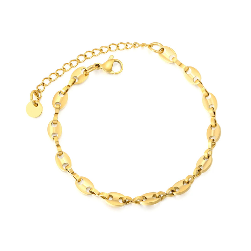 (Same as LPS95301G) Pig Nose Bracelet, Gold - Asonjewelry