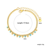 (Same as LPS18901G) Blue Drip Bead Bracelet in Gold - Asonjewelry