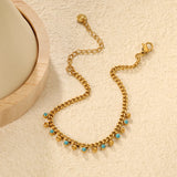 (Same as LPS18901G) Blue Drip Bead Bracelet in Gold - Asonjewelry