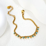 (Same as LPS18901G) Blue Drip Bead Bracelet in Gold - Asonjewelry