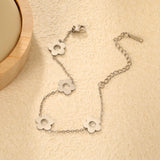 (LPB22201S Matching Style) Four Openwork Polished Five-Petaled Flower Bracelet Steel Gray & Gold - Asonjewelry