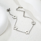 (LPB22201S Matching Style) Four Openwork Polished Five-Petaled Flower Bracelet Steel Gray & Gold - Asonjewelry