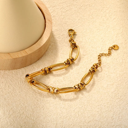 Width: 9.65mm, Thickness: 2mm, Length of Cross Chain: 18+3cm+6mm, Round Tail Design, Bracelet, Steel Color/Golden asonjewelry