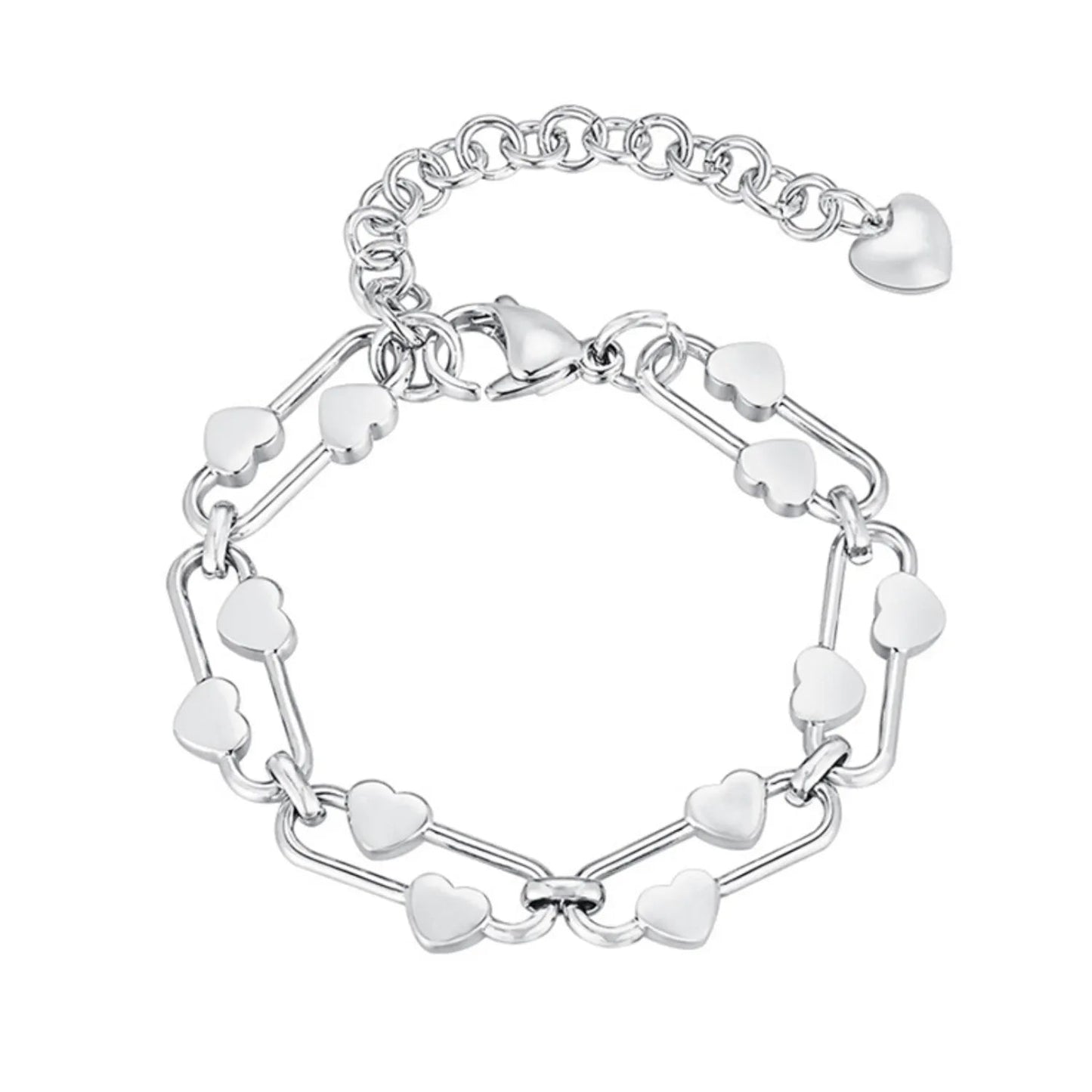 21*10mm Heart-Shaped Buckle Bracelet Steel/Gold/Two-Tone 16+5cm + 7.6mm 3D Heart-Shaped Tag asonjewelry