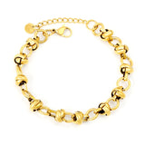 Width 8mm, thickness 1.5mm, braided chain, 18+3cm+6mm round end tag, bracelet, steel color/golden