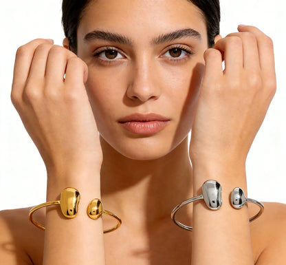 Waterdrop Bracelet Steel/Gold 2.5mm Wire Diameter 60cm Accessories: 13x21mm + 11x15mm