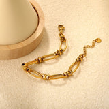 Width: 9.65mm, Thickness: 2mm, Length of Cross Chain: 18+3cm+6mm, Round Tail Design, Bracelet, Steel Color/Golden asonjewelry