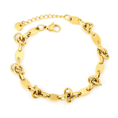 Width: 5.5mm, Thickness: 1.2mm, Smooth surface bead chain, 18+3cm+6mm round tail brand, bracelet, steel color/golden asonjewelry