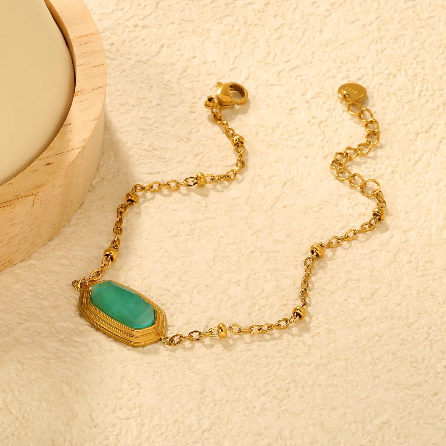 Gold Bracelet 19*12mm Rhombus Blue & Amethyst Natural Stone 0.5 Bead Clamp Chain 17+3cm Adjustable 6mm Round End Tag Women Daily Casual Party Fashion Jewelry asonjewelry